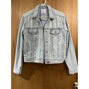 American Eagle Jean Jacket Women's Size Small Light Wash Denim button front EUC